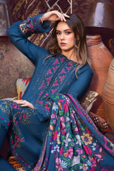 MARIA B - 3PC DHANAK EMBROIDERED SHIRT WITH COTRAI WOOL PRINTED SHAWL AND TROUSER - HZG1429
